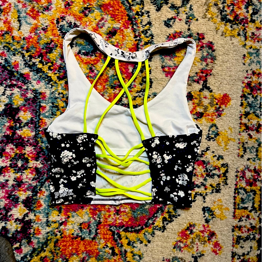 PINK 3/4 top ~small~ black white and neon
